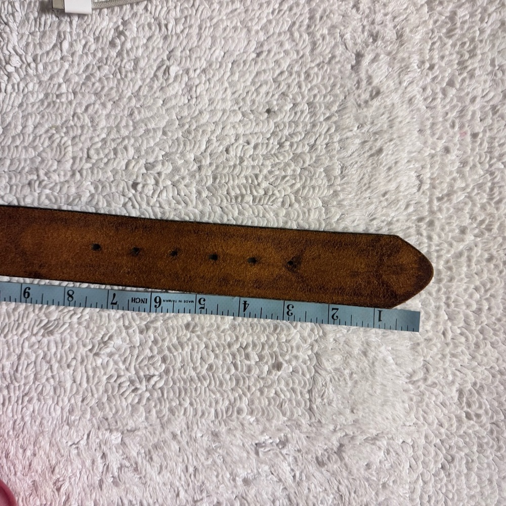 Vintage 90s Tooled Leather Belt Size 32 Western Boho - Picture 11 of 16